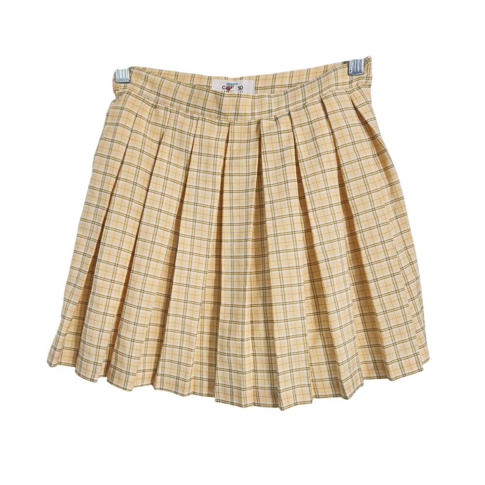 Cali 1850 Yellow Pleated Academia Mini Skirt - XS Extra Small